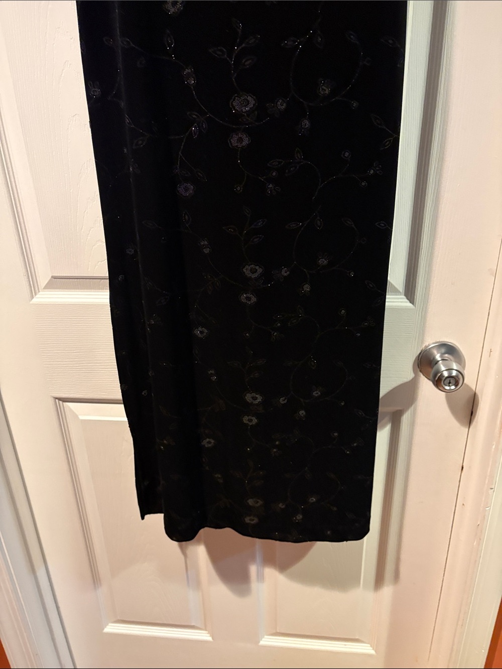 Dress Barn Black Velvet Floral Maxi Dress - Picture 4 of 7